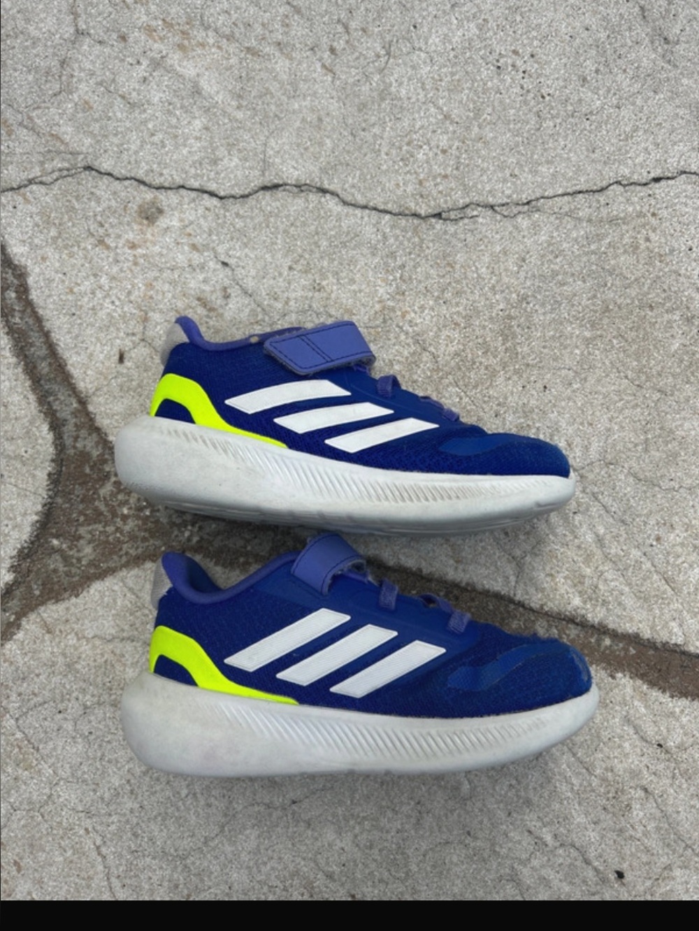 adidas Kids Blue Sneakers with Neon Yellow Accent